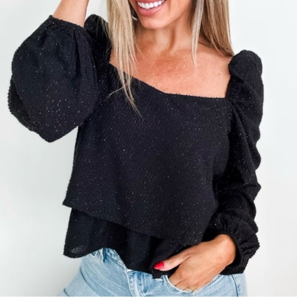 Black Puff Sleeve Top